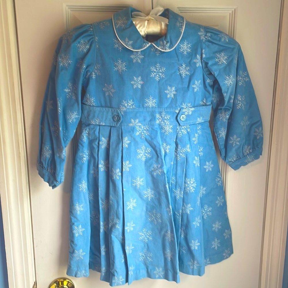 SISTERS HANUKKAH CHRISTMAS DRESS EMBROIDERED SNOWFLAKES HOLIDAY DRESS & PURSE 4T